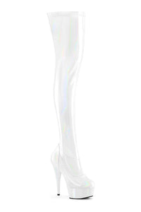 Pleaser DELIGHT-3000HWR White Patent Thigh Boot in White Patent from SexyShoes.com
