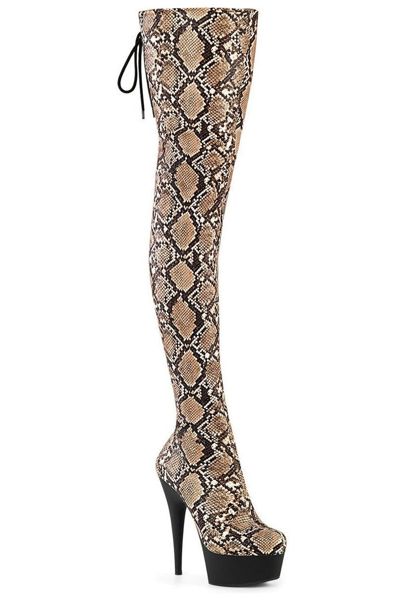 DELIGHT-3008SP-BT Animal Faux Leather Thigh Boot