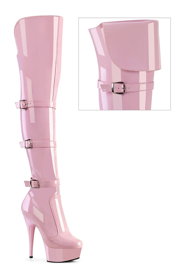 DELIGHT-3018 Pink Patent Thigh Boot