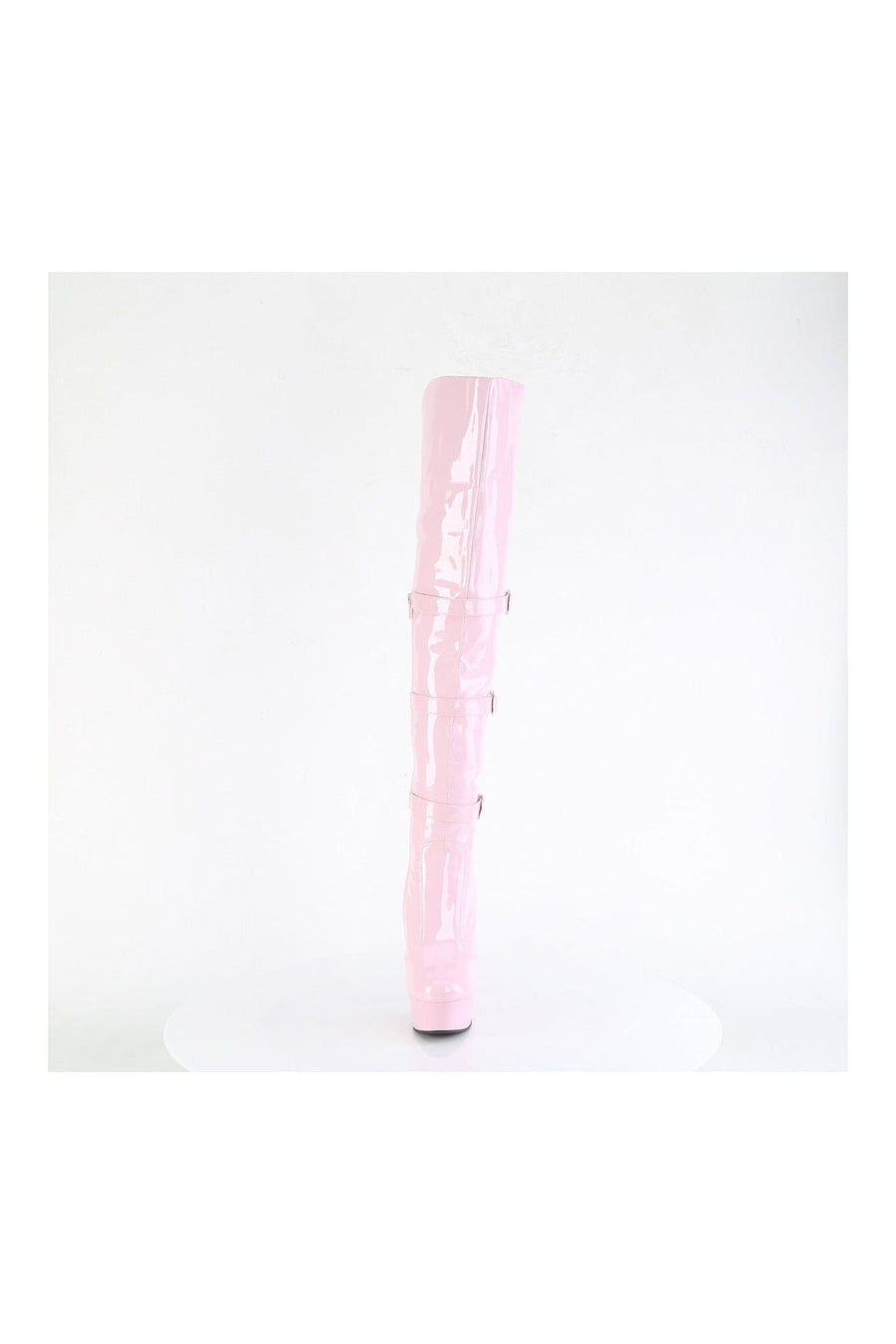 Pleaser DELIGHT-3018 Pink Patent Thigh Boot in Pink Patent