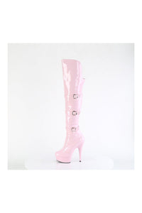 Pleaser DELIGHT-3018 Pink Patent Thigh Boot in Pink Patent