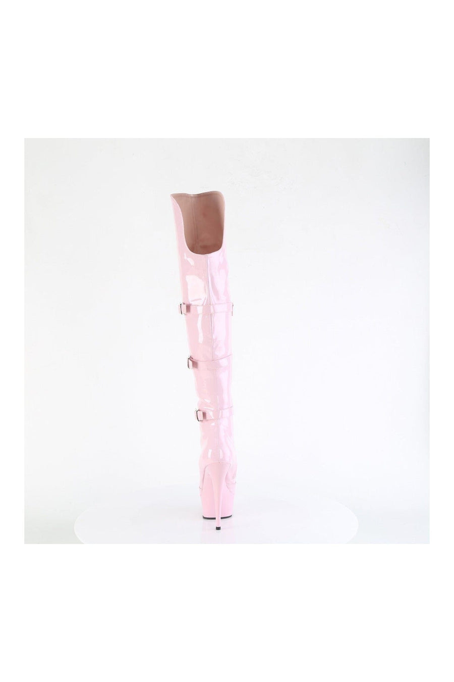 Pleaser DELIGHT-3018 Pink Patent Thigh Boot in Pink Patent
