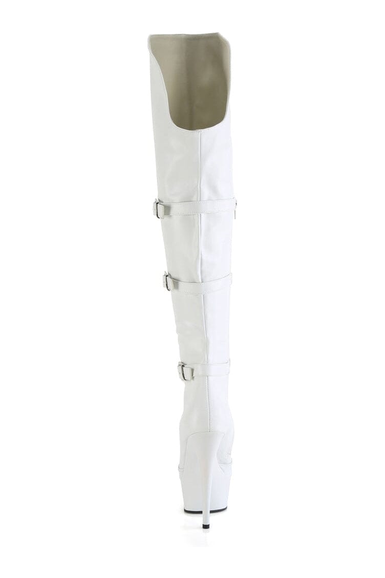 DELIGHT-3018 White Faux Leather Thigh Boot