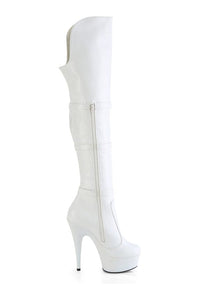 Pleaser DELIGHT-3018 White Faux Leather Thigh Boot in White Faux Leather