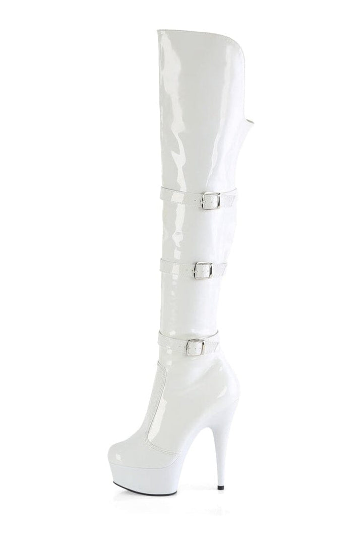 DELIGHT-3018 White Patent Thigh Boot