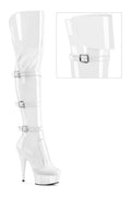 DELIGHT-3018 White Patent Thigh Boot