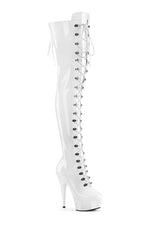 DELIGHT-3022 White Patent Thigh Boot