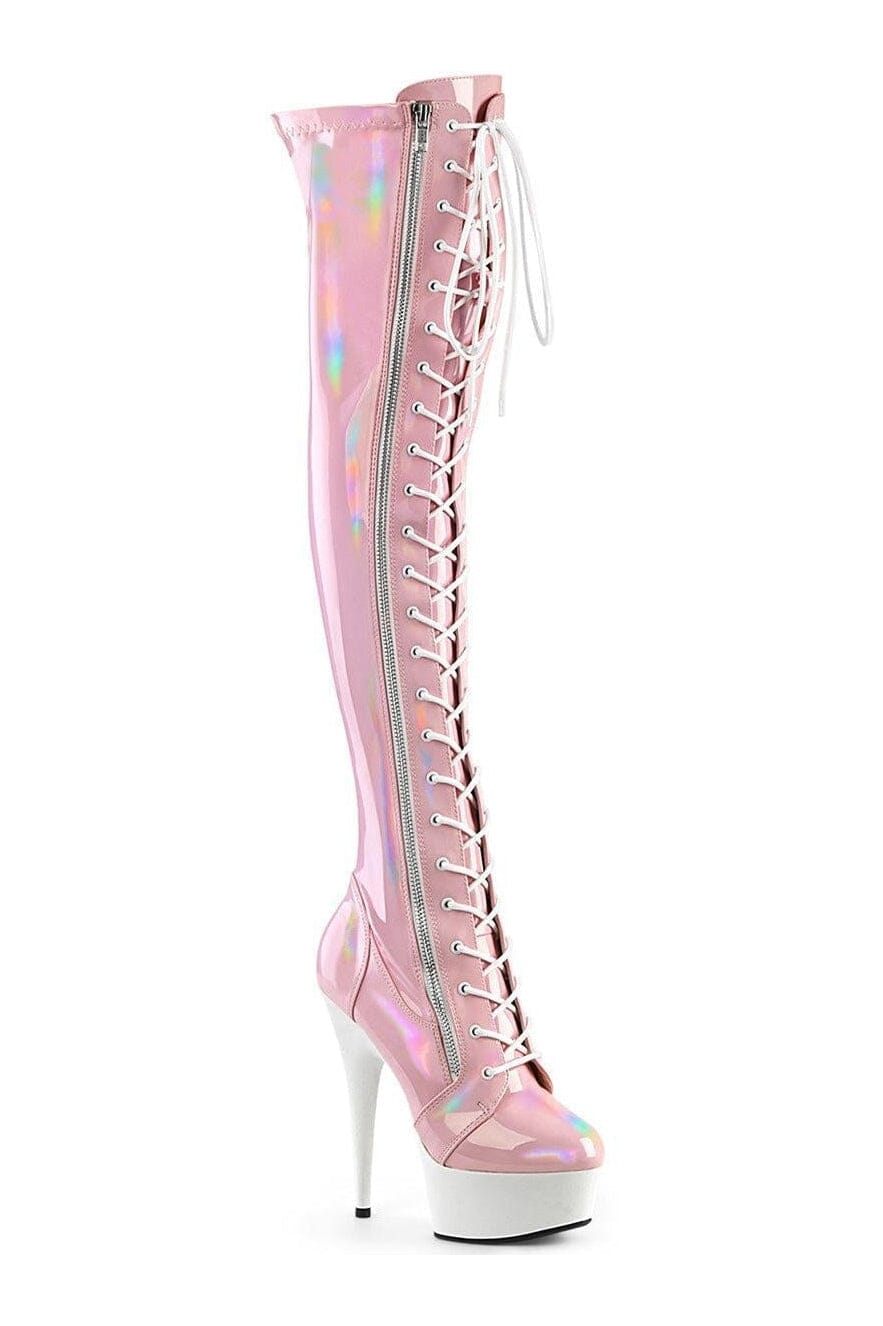 DELIGHT-3029 Pink Patent Thigh Boot
