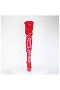 Pleaser DELIGHT-4000 Red Patent Thigh Boot in Red Patent