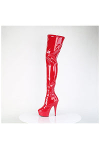 Pleaser DELIGHT-4000 Red Patent Thigh Boot in Red Patent