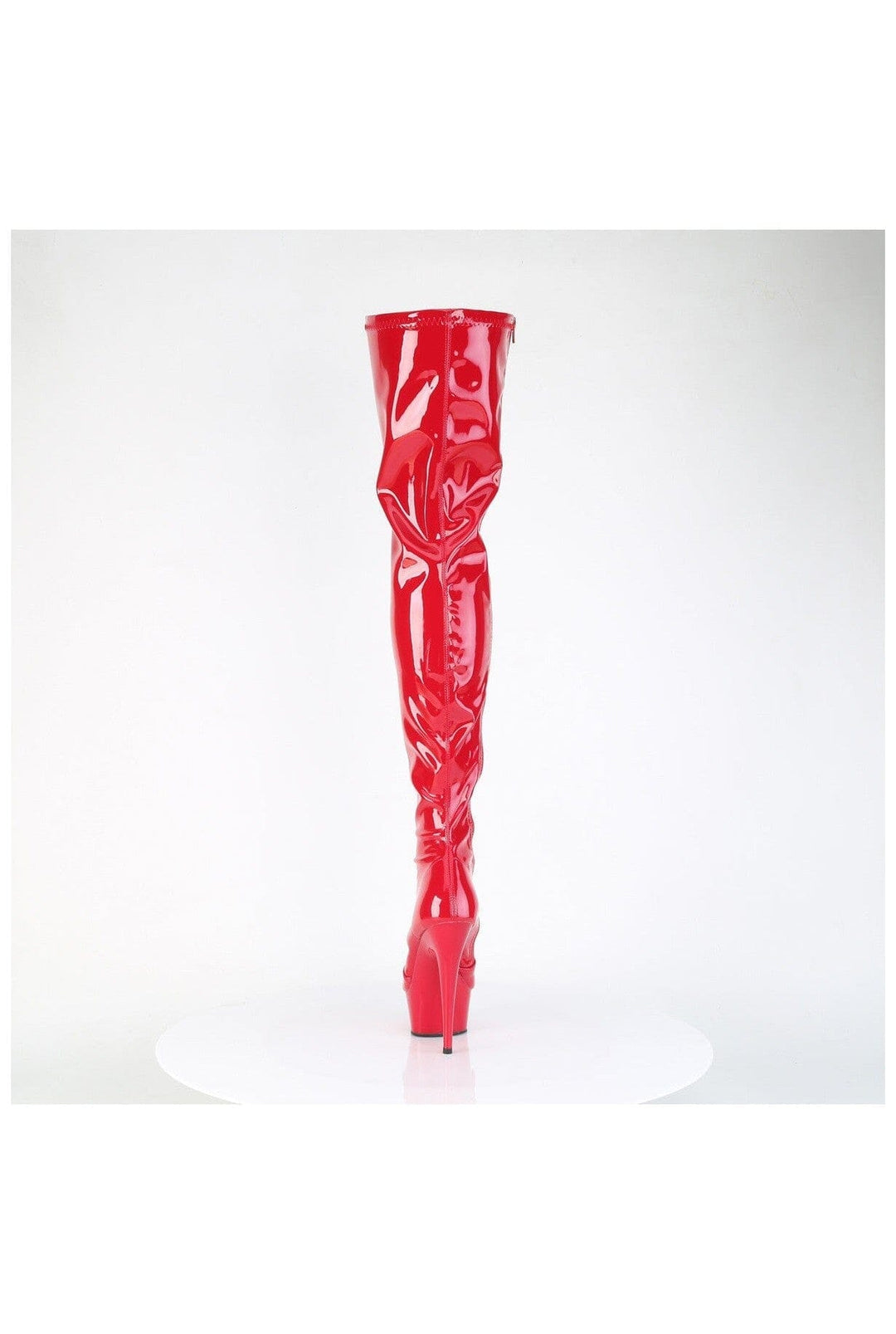 Pleaser DELIGHT-4000 Red Patent Thigh Boot in Red Patent
