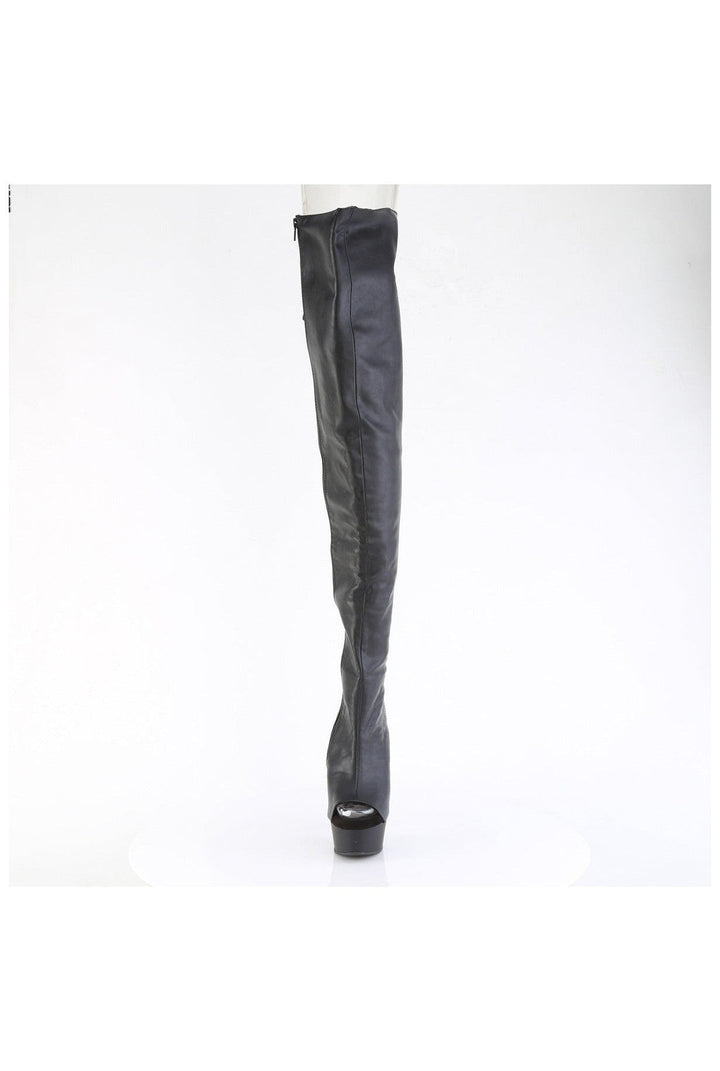 DELIGHT-4019 Black Faux Leather Thigh Boot
