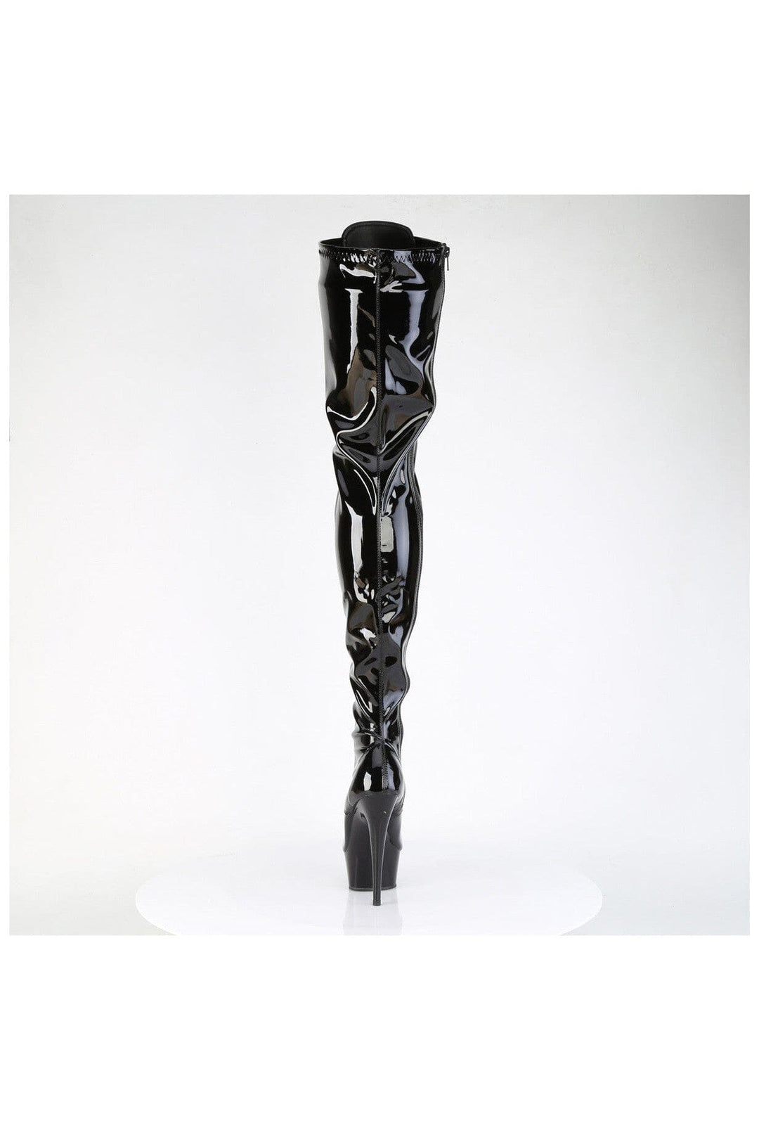 Pleaser DELIGHT-4023 Black Patent Thigh Boot in Black Patent