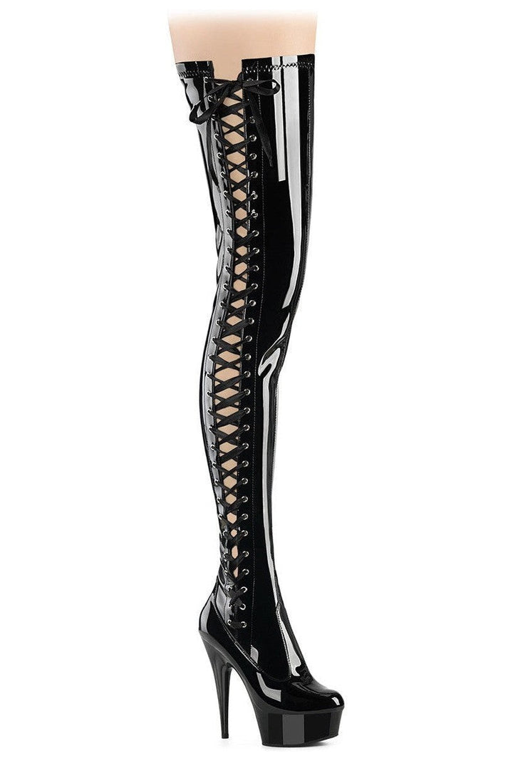 DELIGHT-4050 Black Patent Thigh Boot