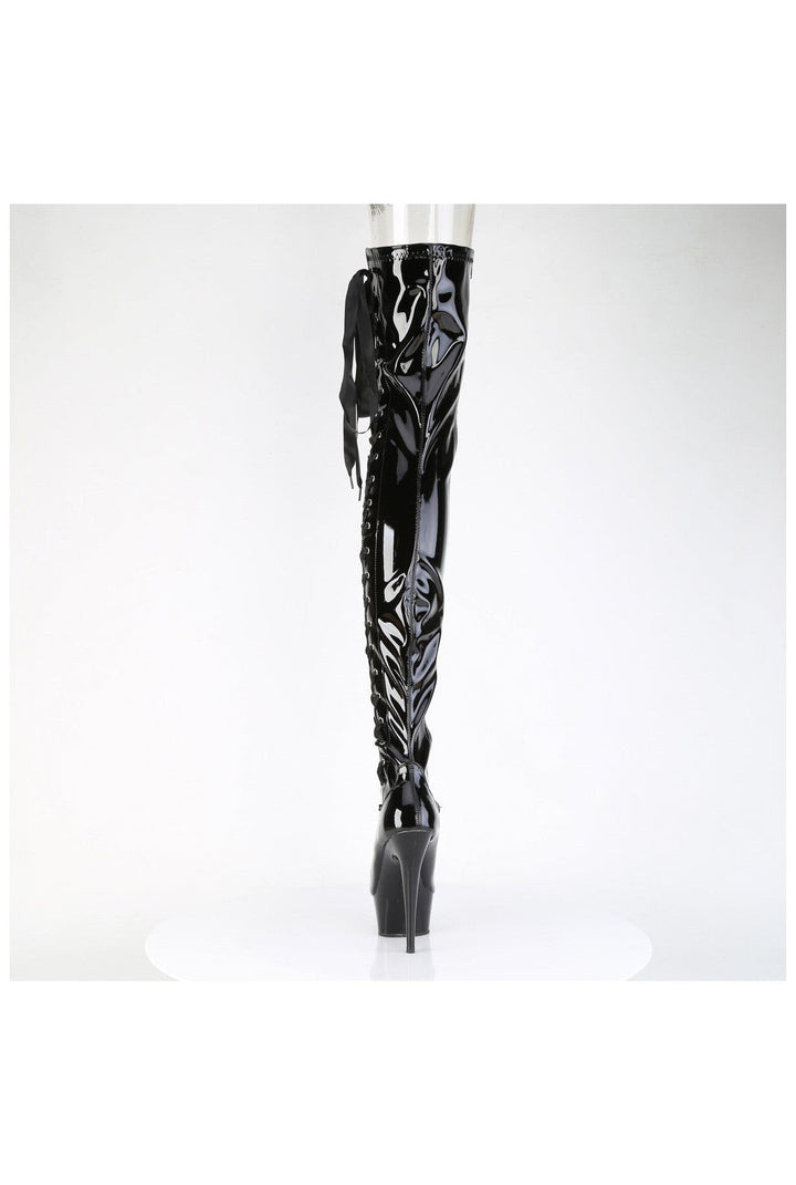 DELIGHT-4050 Black Patent Thigh Boot