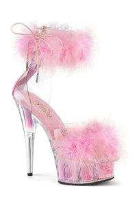 Pleaser DELIGHT-624F Clear Marabou Sandal in Clear Marabou from SexyShoes.com