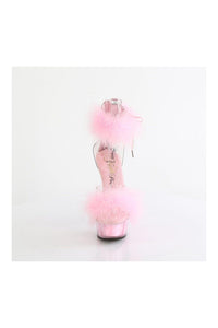 Pleaser DELIGHT-624F Clear Marabou Sandal in Clear Marabou