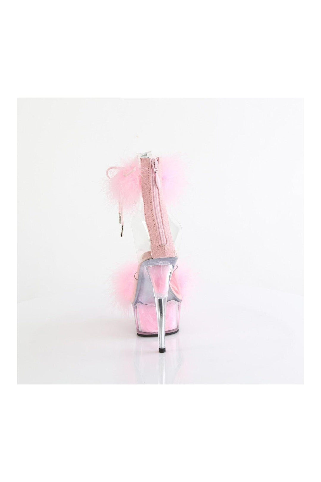 Pleaser DELIGHT-624F Clear Marabou Sandal in Clear Marabou