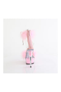 Pleaser DELIGHT-624F Clear Marabou Sandal in Clear Marabou