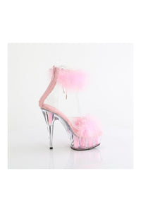 Pleaser DELIGHT-624F Clear Marabou Sandal in Clear Marabou