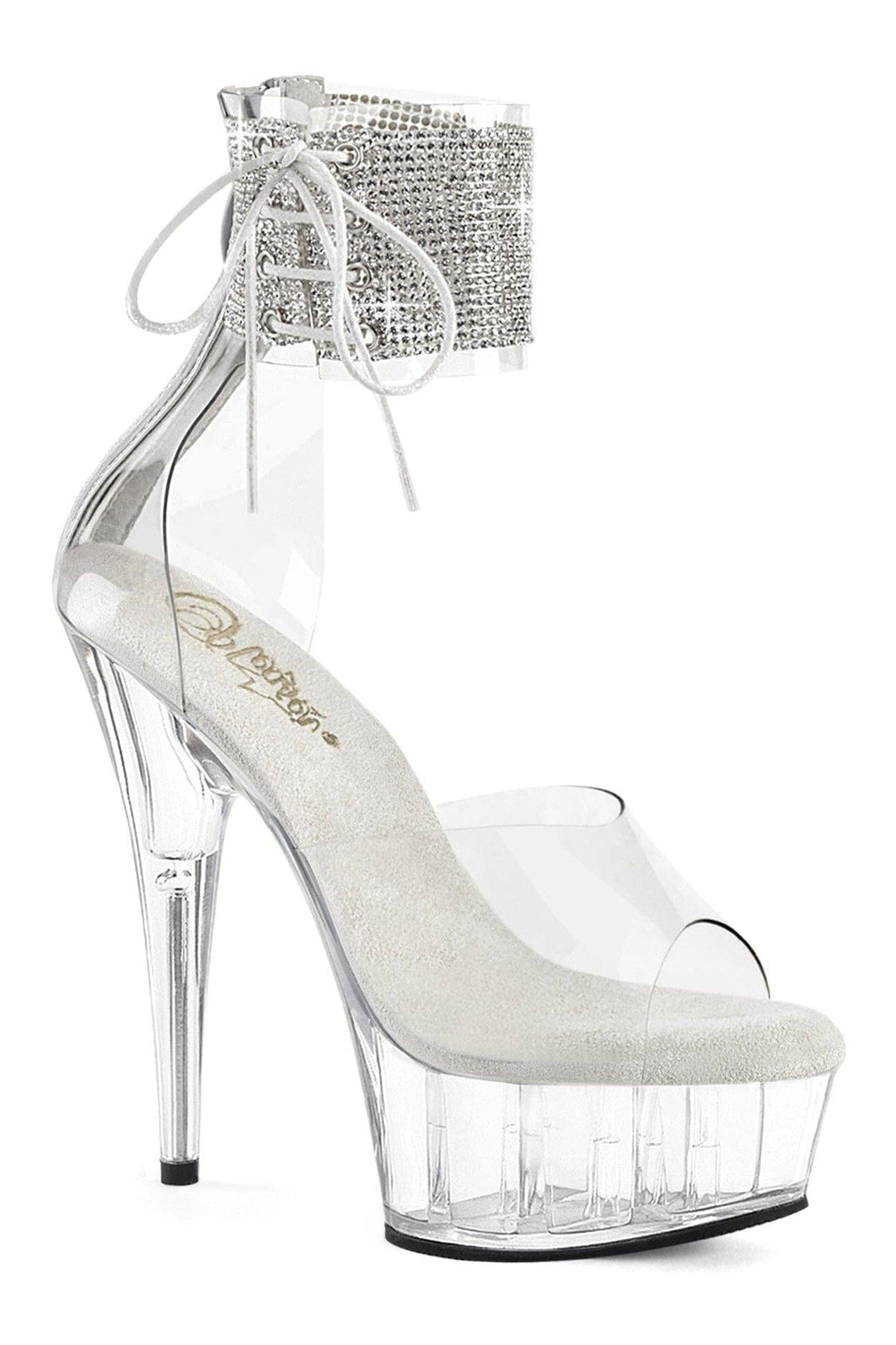Pleaser DELIGHT-624RS Clear Vinyl Sandal in Clear Vinyl from SexyShoes.com