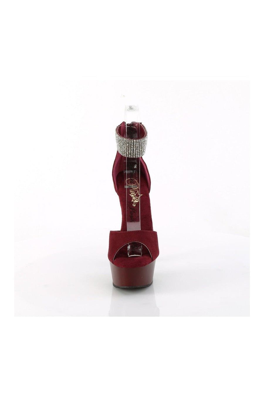 Pleaser DELIGHT-625 Burgundy Faux Suede Sandal in Burgundy Faux Suede