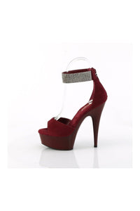 Pleaser DELIGHT-625 Burgundy Faux Suede Sandal in Burgundy Faux Suede