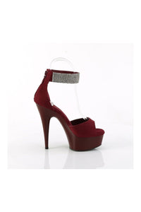 Pleaser DELIGHT-625 Burgundy Faux Suede Sandal in Burgundy Faux Suede