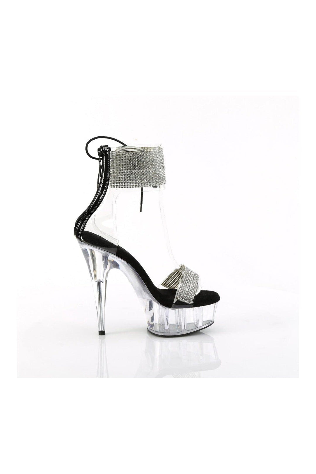 Pleaser DELIGHT-627RS Clear Vinyl Sandal in Clear Vinyl