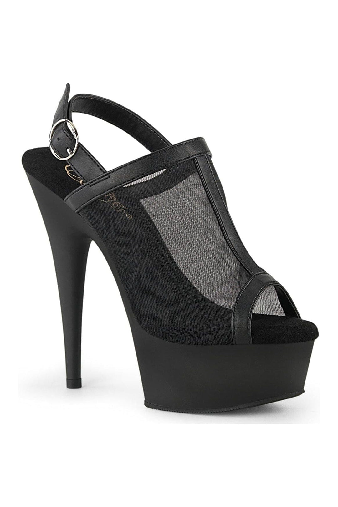Pleaser DELIGHT-636 Black Faux Leather Sandal in Black Faux Leather from SexyShoes.com