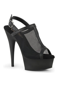 Pleaser DELIGHT-636 Black Faux Leather Sandal in Black Faux Leather from SexyShoes.com