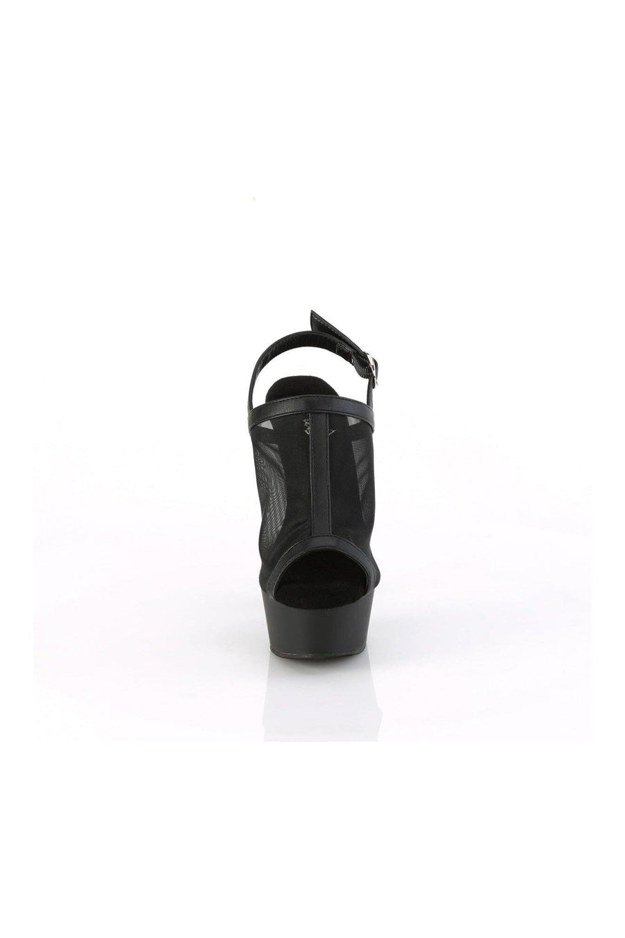 Pleaser DELIGHT-636 Black Faux Leather Sandal in Black Faux Leather
