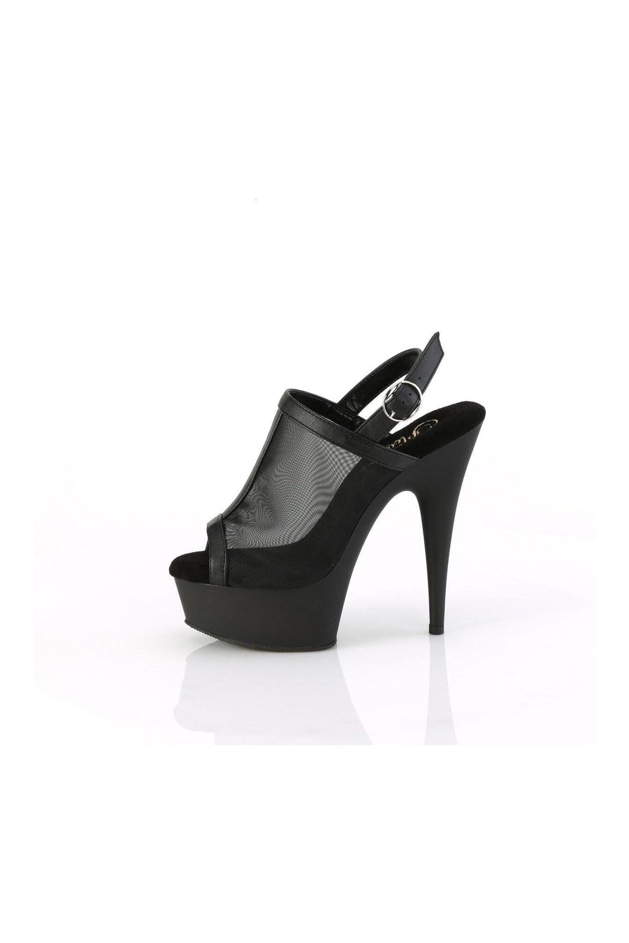 Pleaser DELIGHT-636 Black Faux Leather Sandal in Black Faux Leather