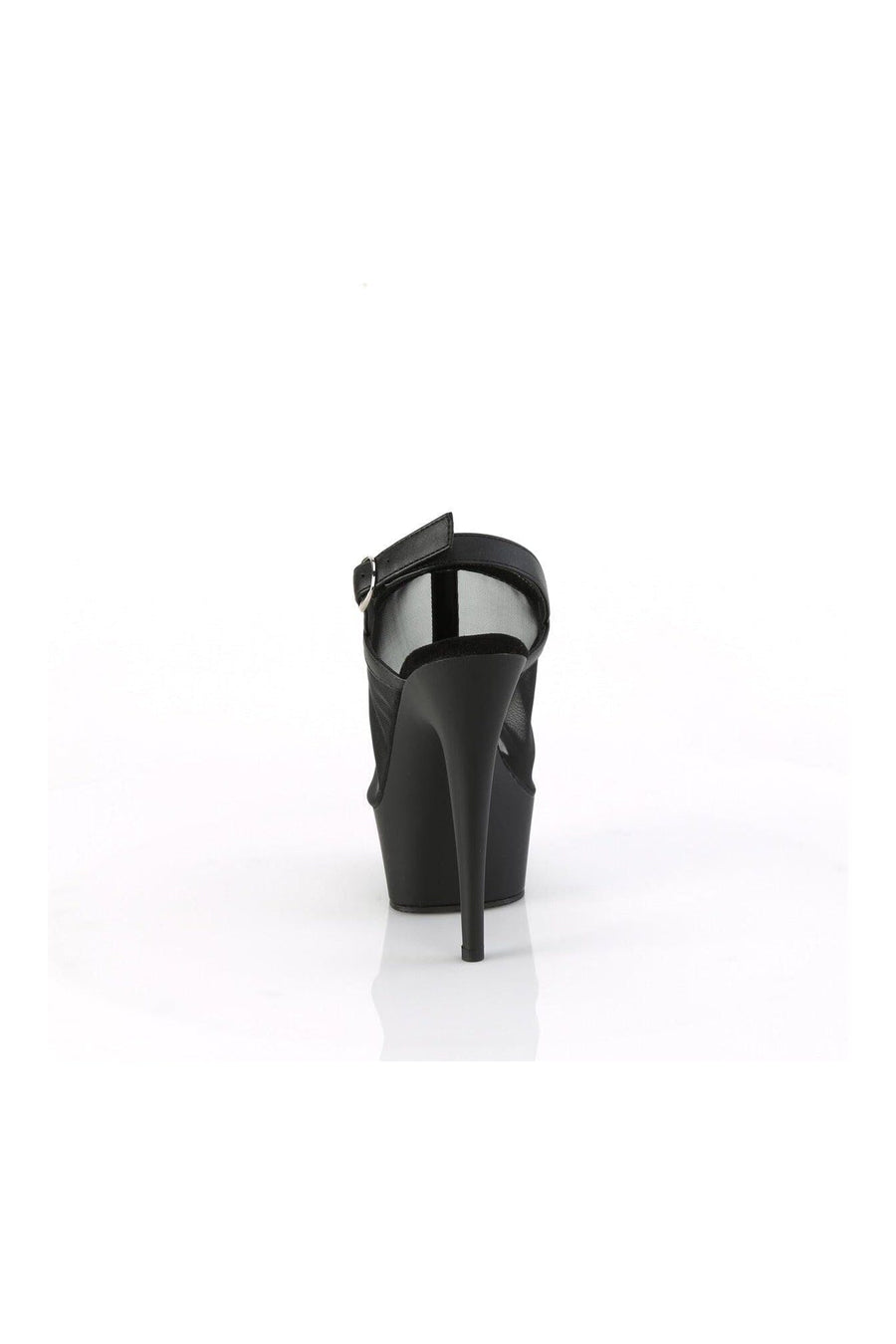 Pleaser DELIGHT-636 Black Faux Leather Sandal in Black Faux Leather