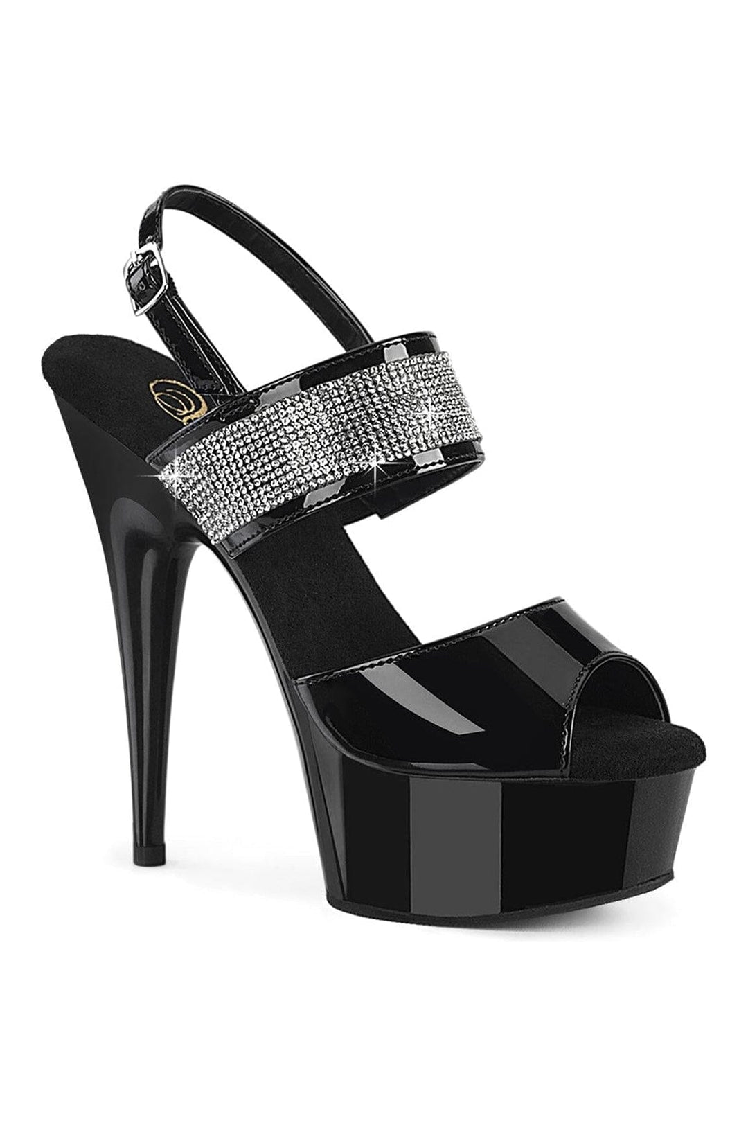 Pleaser DELIGHT-639 Black Patent Sandal in Black Patent from SexyShoes.com