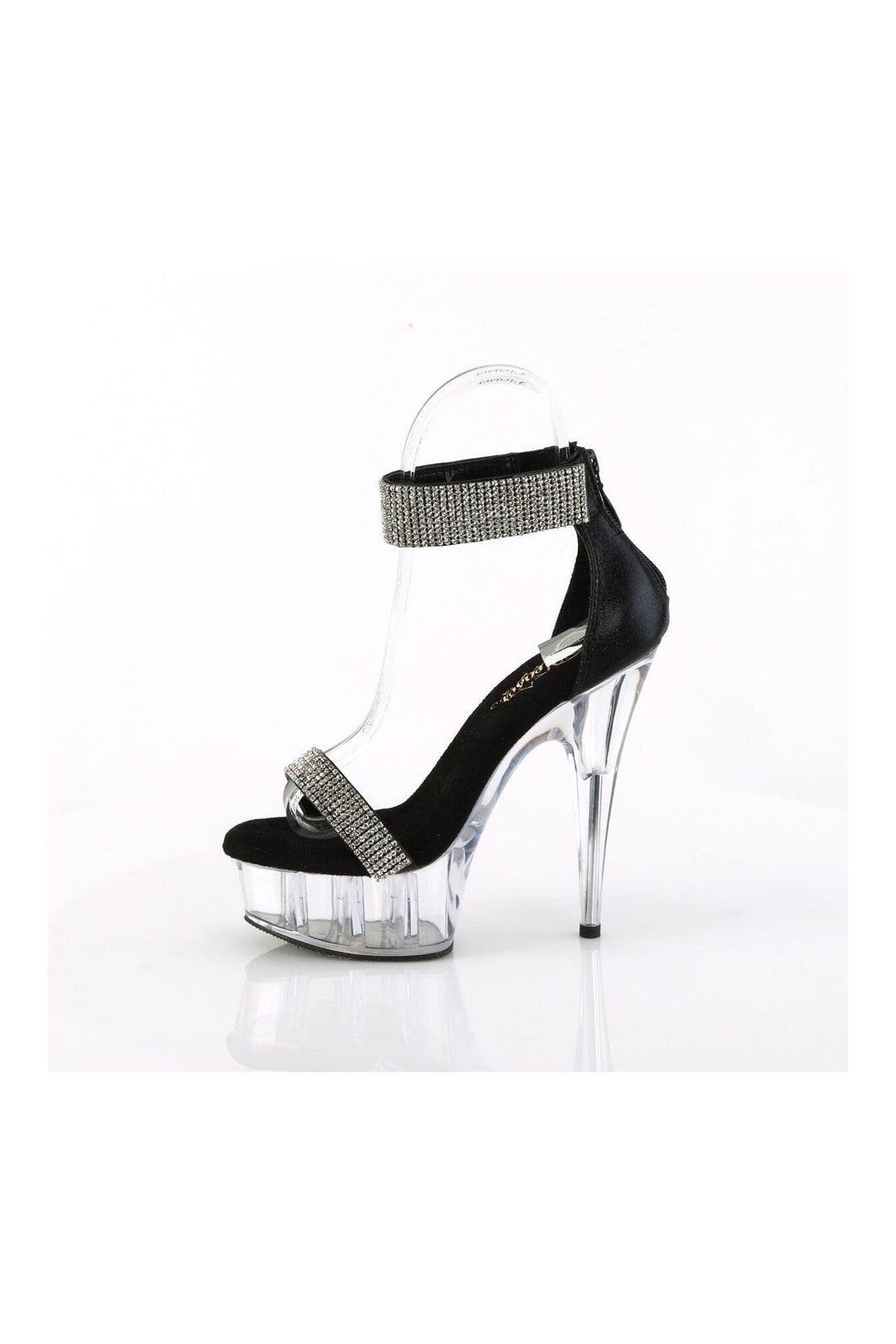 Pleaser DELIGHT-641 Black Fabric Sandal in Black Fabric