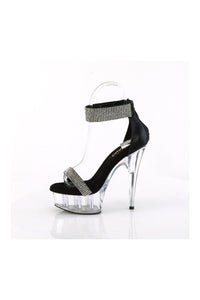 Pleaser DELIGHT-641 Black Fabric Sandal in Black Fabric