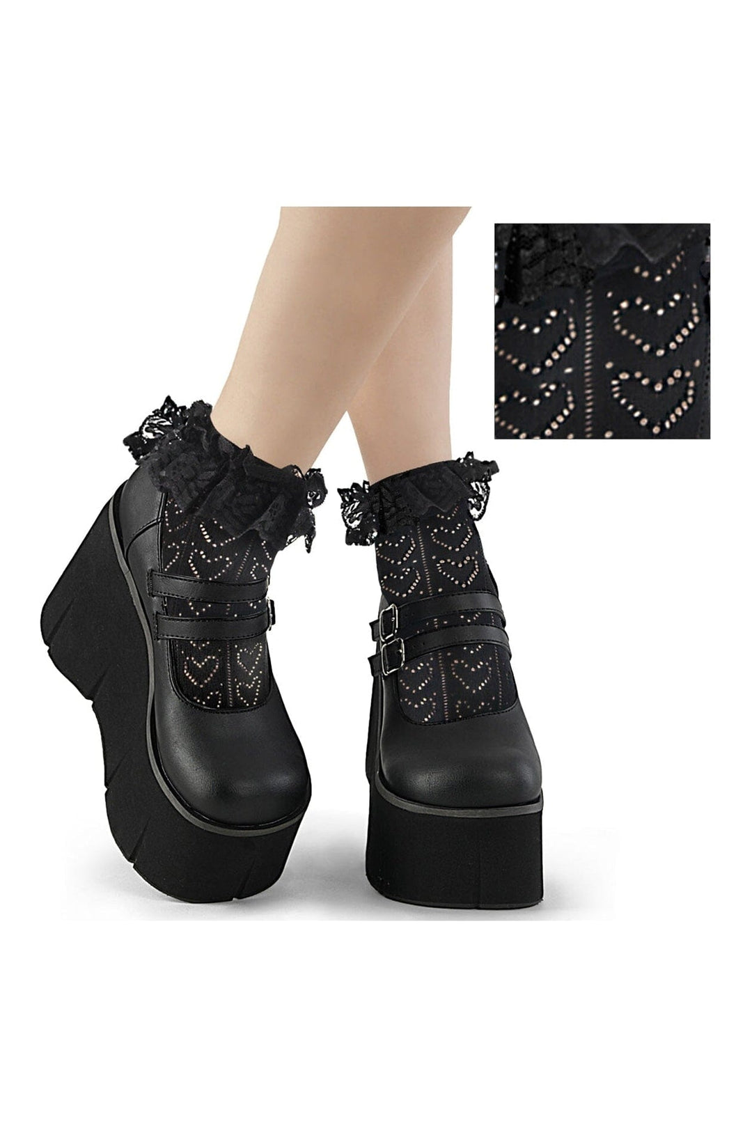 Demonia DH 15 Black Nylon Ankle Socks in Black Nylon from SexyShoes.com