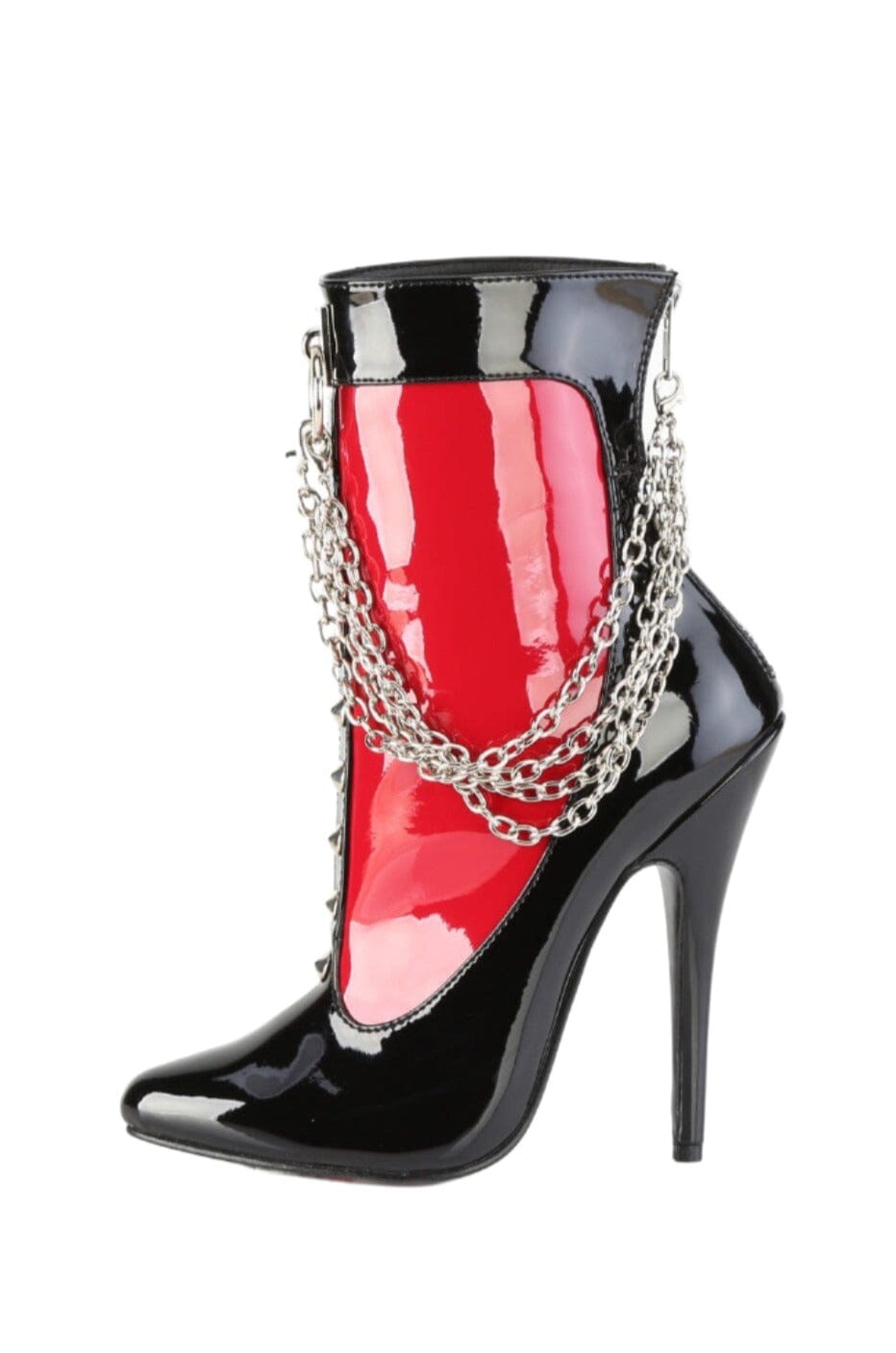 Devious DOMINA-1033 Ankle Boot in Black Patent