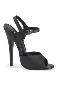 Devious DOMINA-109 Black Faux Leather Sandal in Black Faux Leather from SexyShoes.com