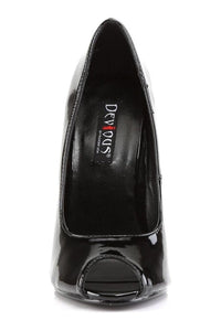 Devious DOMINA-212 Black Patent Pump in Black Patent