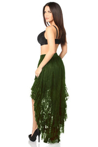 Daisy Corsets Dark Green High Low Lace Skirt in Green 