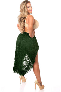 Daisy Corsets Dark Green High Low Lace Skirt in Green 