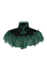 Daisy Corsets Dark Green Velvet & Lace Capelet in Green  from SexyShoes.com