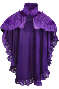Daisy Corsets Dark Purple Velvet & Lace Capelet in Purple  from SexyShoes.com