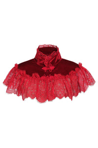 Daisy Corsets Dark Red Velvet & Lace Capelet in Red  from SexyShoes.com