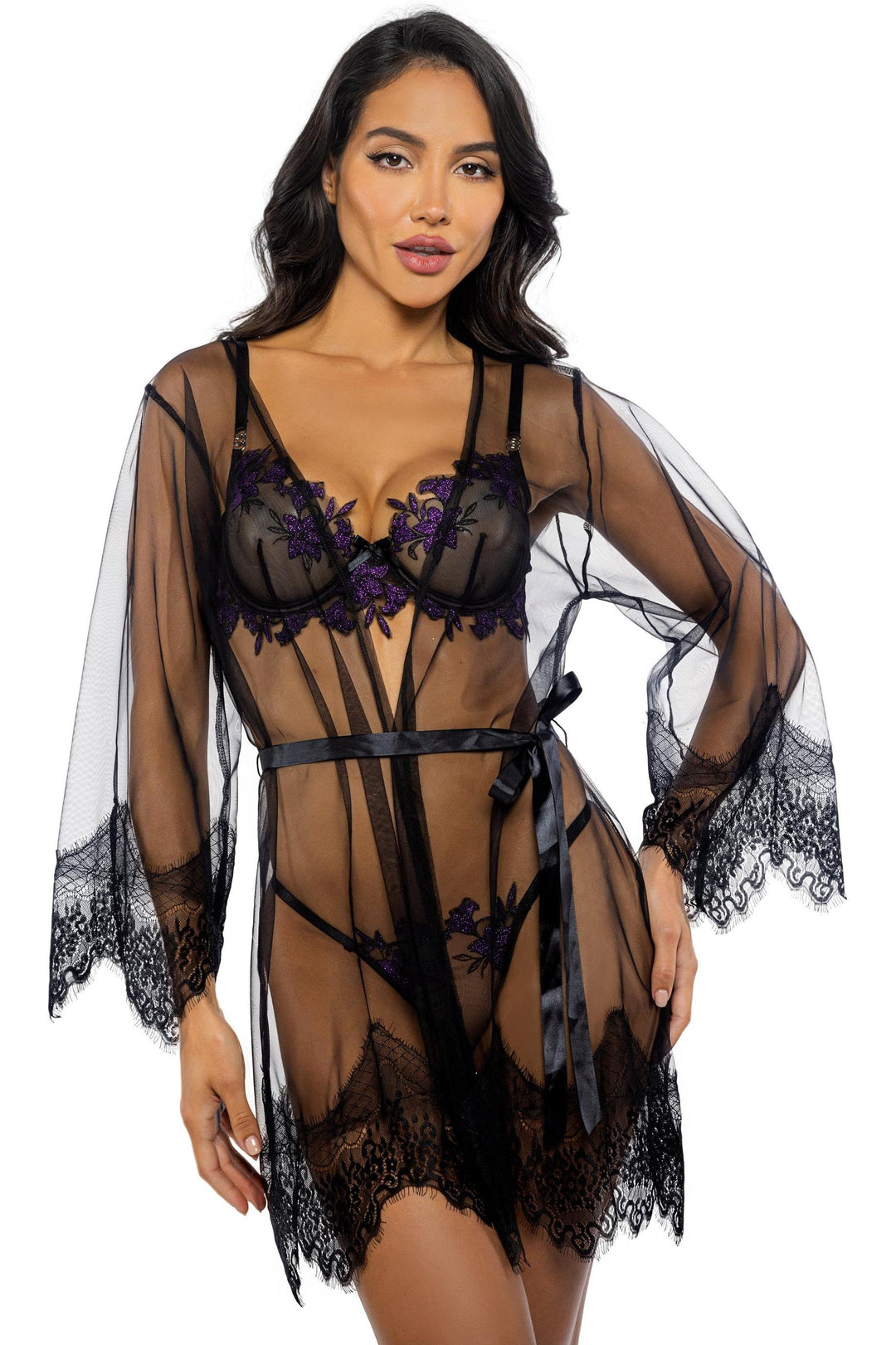 Roma Confidential Daydream Mini Robe in Black  from SexyShoes.com