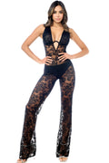 Deep V-Neck Lace Jumpsuit