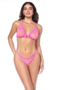 Delicate Lace Two-Piece Halter Lingerie Set