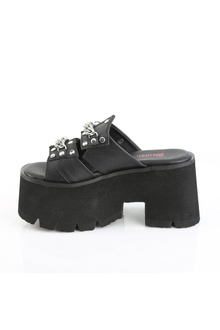 Demonia  ASHES-08 Sandal in Black Vegan Leather